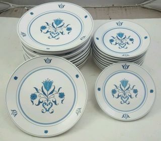 Vintage Noritake Progression China Blue Haven 12 Salad Plates And 10 B&b Plates