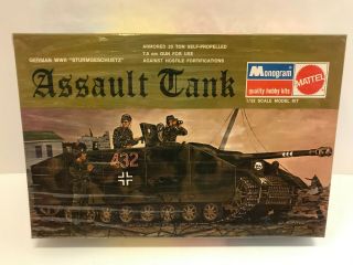 Vintage Mattel Monogram Assault Tank German Wwii Sturmgeschuetz 1/32 Model Kit