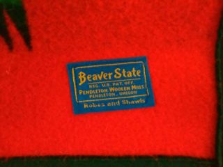 Vintage Pendleton Beaver State Wool Indian Aztec Blanket Old Label Appr.  78x66 6
