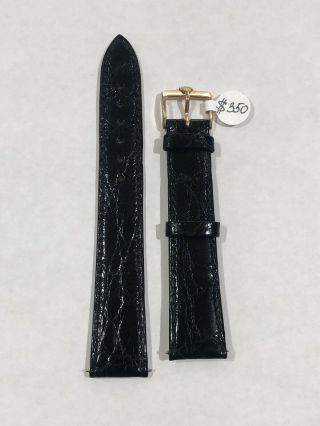 Rolex Crocodile Leather Vintage Watch Band Strap Black 18 Mm X 16 Mm