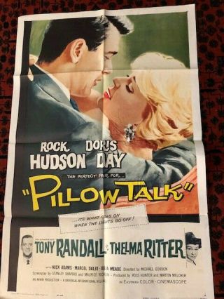 Pillow Talk 1959 Onesheet Movie Poster Doris Day,  Rock Hudson Rare