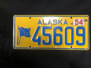 Vintage License Plate Alaska 1954 - 45609 Very