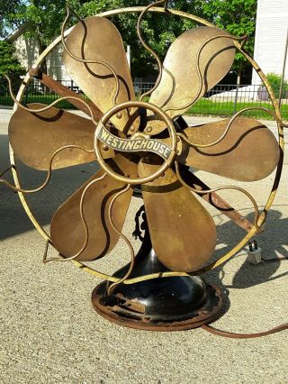 Westinghouse Vintage 6 Brass Blade Fan,  3 - Speed Style No.  162634 - Rare