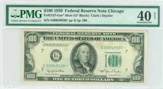 Fr 2157 - G 1950 $100 Rare Chicago 5 Digit Star Pmg Xf 40 Great Note