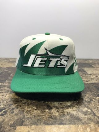 Nfl Vintage York Jets Logo Athletic Sharktooth Snapback Hat 90 