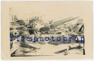 Wwii Us Gi Photo - Us Captured German Fw 190 W/ French Transport & Seaplane
