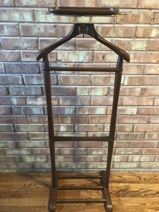 Italian Nevco Solid Dark Walnut Men’s Butler Stand / Valet Stand - Made In Italy