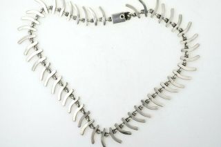 Vintage Mexico Sterling Fish Bone Style Ladies Necklace 64g 16 Inches