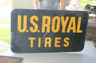 Large Vintage 1951 U.  S.  Royal Tires Gas Station 2 Sided 54 