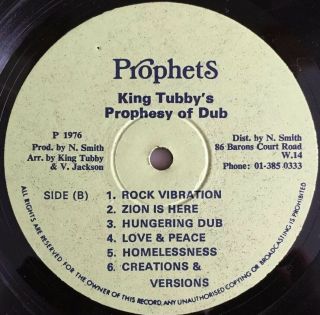 King Tubbys Prophesy Of Dub Vivian Jackson Prophets Vj8125 1976 Orig Lp Nm Rare