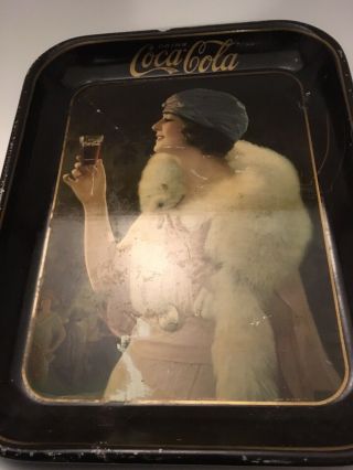 Vintage 1920’s Coca - Cola Flapper Girl Lithographed Tin Serving Tray Coke 2