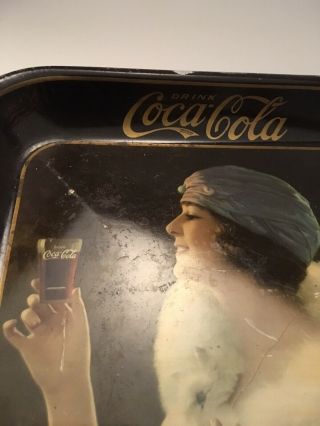 Vintage 1920’s Coca - Cola Flapper Girl Lithographed Tin Serving Tray Coke 3