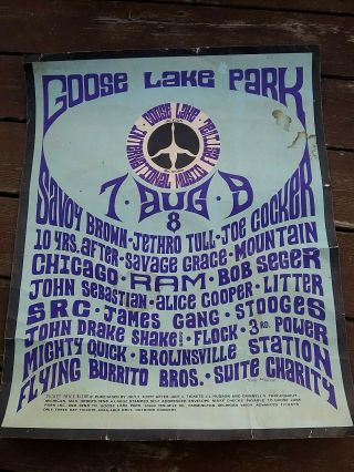 Vintage Concert Poster Goose Creek Bob Seger Alice Cooper Jethro Tull Chicago