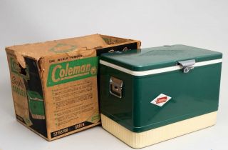 Vintage Coleman Snow Lite Cooler Green Enamel 22 " With Box 5215b700