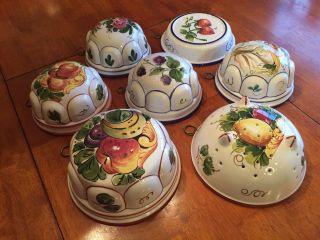 Vintage Abc Bassano Ceramic Mold,  Set Of 7 - Hand Painted - Made In Italy