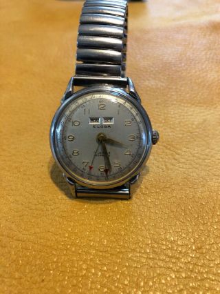 Vintage Eloga Triple Date Calendar Wristwatch Stainless Swiss GRO 2