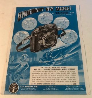 Vintage Calypso Underwater Camera Flyer Captain Cousteau Invention 1950s