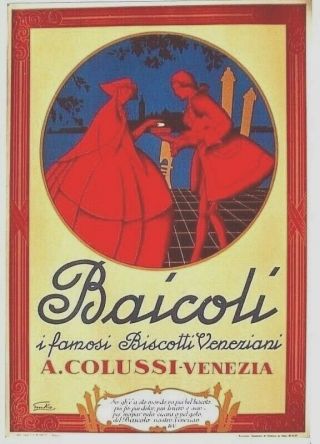 Vintage Poster Baicoli Biscotti Cakes Italy 1949