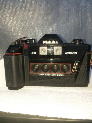 Vintage Nishika N8000 3 - D Film Camera With case 5