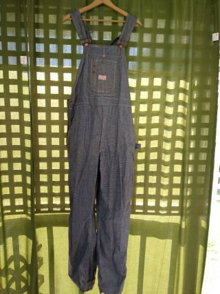 Vtg Jc Penney Overalls Union Made Usa 38 X 30.  Please Notice The Rip On A Strap.