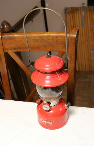 1958 Vintage Red Coleman Model 200a Single Mantle Lantern