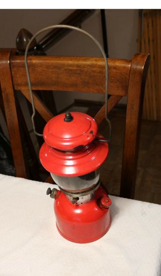 1958 Vintage Red Coleman Model 200A Single Mantle Lantern 2
