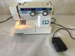 Vintage Necchi 3537 Sewing Machine With Foot Pedal & Power Cord Very J -