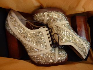 Dolce & Gabbana Disco Booties Oxford Shoes Crystal Rhinestone Vintage1970 Style 2