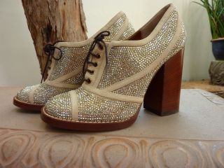 Dolce & Gabbana Disco Booties Oxford Shoes Crystal Rhinestone Vintage1970 Style 3