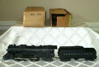 Vintage Lionel 736 - Berkshire Locomotive W Org Box & 2046w Pennsylvania Tender