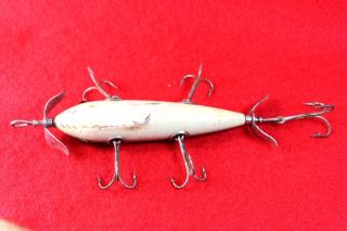 Vintage South Bend 5 Hook Minnow Fishing Lure Glass Eyes S/B Stamped Props 2