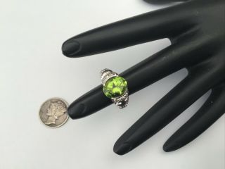 Vintage 14k White Gold Peridot And Diamond Accents Ring Size 6.  5,  3.  4 Gr.