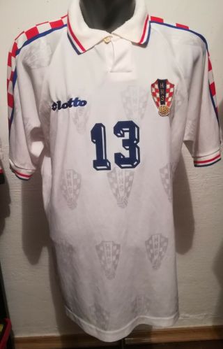 Vintage Croatia 1996 National Soccer Match Worn Jersey Lotto Authentic Xxl 13