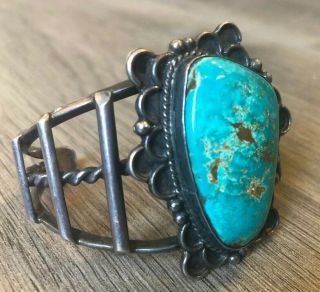 OLD VINTAGE NAVAJO LARGE ROYSTON TURQUOISE & STERLING SILVER CUFF BRACELET 2