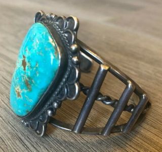 OLD VINTAGE NAVAJO LARGE ROYSTON TURQUOISE & STERLING SILVER CUFF BRACELET 3