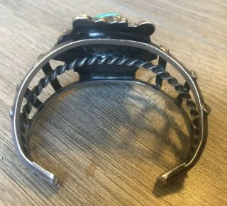 OLD VINTAGE NAVAJO LARGE ROYSTON TURQUOISE & STERLING SILVER CUFF BRACELET 4