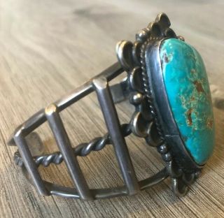 OLD VINTAGE NAVAJO LARGE ROYSTON TURQUOISE & STERLING SILVER CUFF BRACELET 7