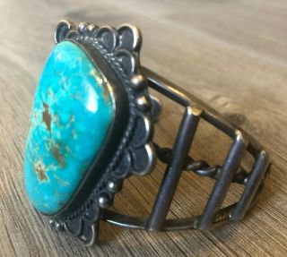 OLD VINTAGE NAVAJO LARGE ROYSTON TURQUOISE & STERLING SILVER CUFF BRACELET 8