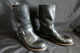 Red Wing 2990 Leather Engineer Boots Size 10 Black Vtg Heritage Made In Usa