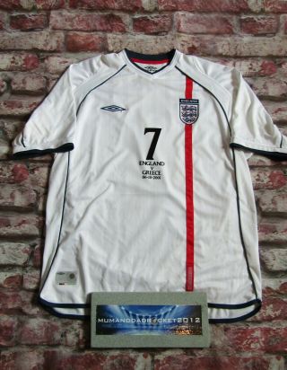 David Beckham Xl 7 England V Greece Football Shirt Rare Jersey Vintage Retro
