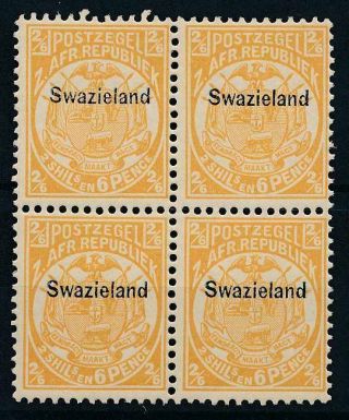 [4377] Swaziland 1889 - 92 Rare Stamp Very Fine Mnh In Bloc Of 4 Val $1400