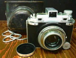 Vintage Kodak Medalist Supermatic No 2 35mm Camera In Leather Case 100mm Lens Vg