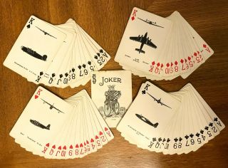 Vintage BICYCLE WW2 SPOTTER Playing Cards; COMPLETE BOX 52,  JOKER, 3