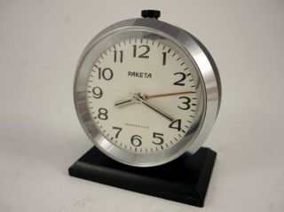 Vintage Raketa Miniature Alarm Clock RARE 1960 ' s 3