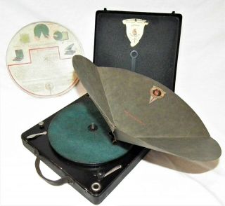 Rare Polly Portable Small Portable 78 Rpm Phonograph Gramophone Record Player