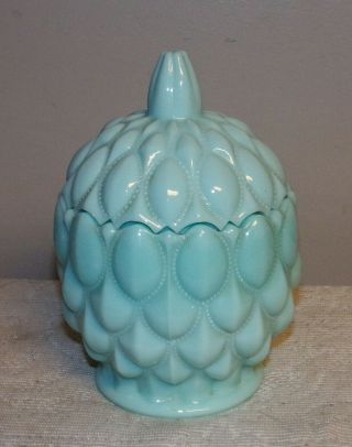 Vintage Fostoria Frisco Vase Candy Dish Sea Mist Blue Green Aqua Glass 1950 