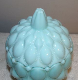 Vintage Fostoria Frisco vase candy dish Sea Mist Blue Green Aqua Glass 1950 ' s 3