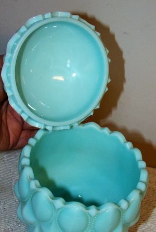 Vintage Fostoria Frisco vase candy dish Sea Mist Blue Green Aqua Glass 1950 ' s 4