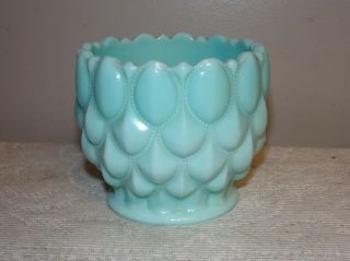 Vintage Fostoria Frisco vase candy dish Sea Mist Blue Green Aqua Glass 1950 ' s 5