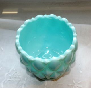 Vintage Fostoria Frisco vase candy dish Sea Mist Blue Green Aqua Glass 1950 ' s 6